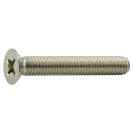 Midwest Fastener M6-1.00 x 40 mm Phillips Flat Machine Screw, Plain Stainless Steel, 10 PK 38087